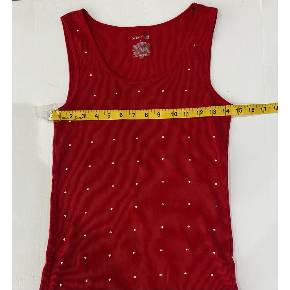 Y2K Ribbed Knit Fitted Tank Top Size M Studded Bling Bratz Baddie Grunge Emo Alt - Picture 10 of 12